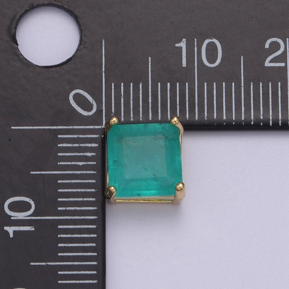 Green Aqua Cubic Zirconia Square Charm 8.7x8.5mm Small Beautiful Bright 3D Love Jewelry Gold Beads spacer for Bracelet Necklace Supply B-462