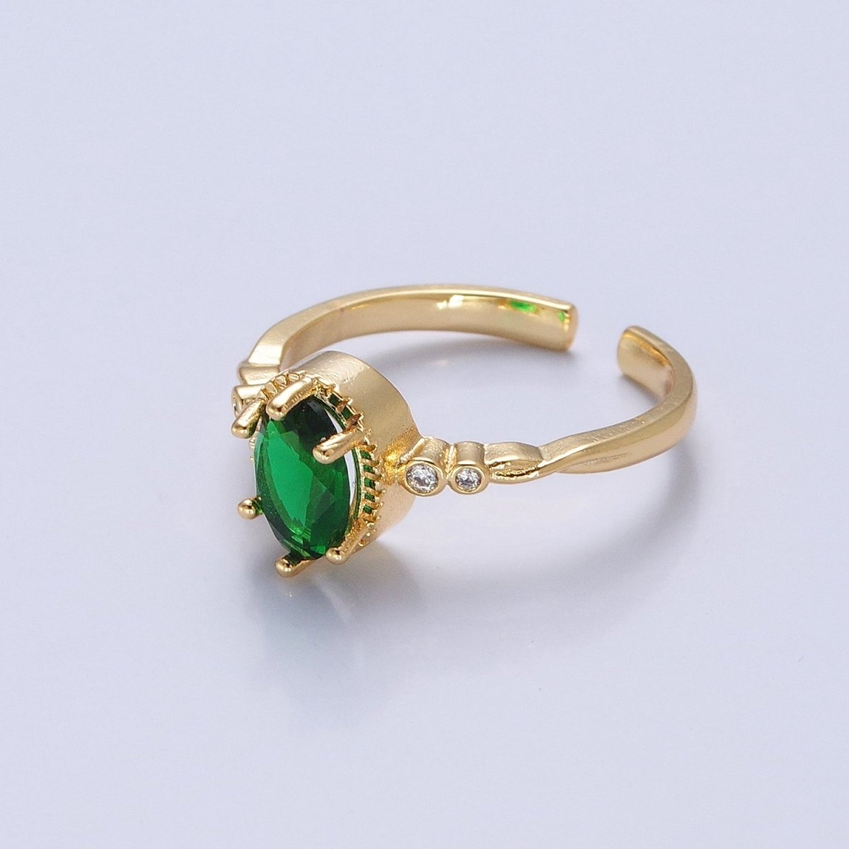 Green Emerald Ring, Emerald Oval Ring, May Birthstone, Dainty Ring O-2227