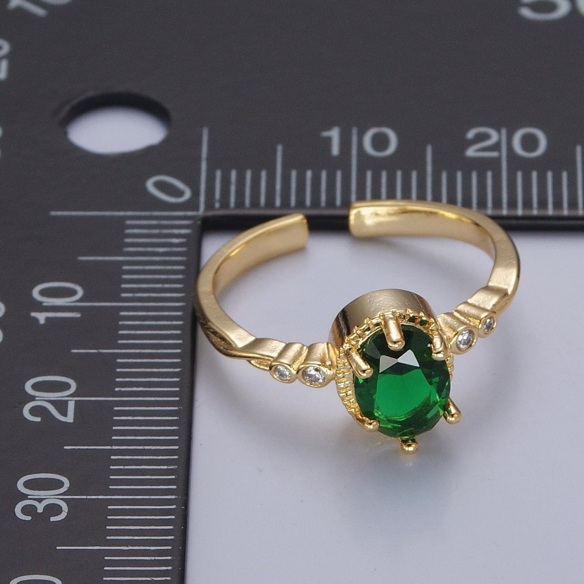 Green Emerald Ring, Emerald Oval Ring, May Birthstone, Dainty Ring O-2227