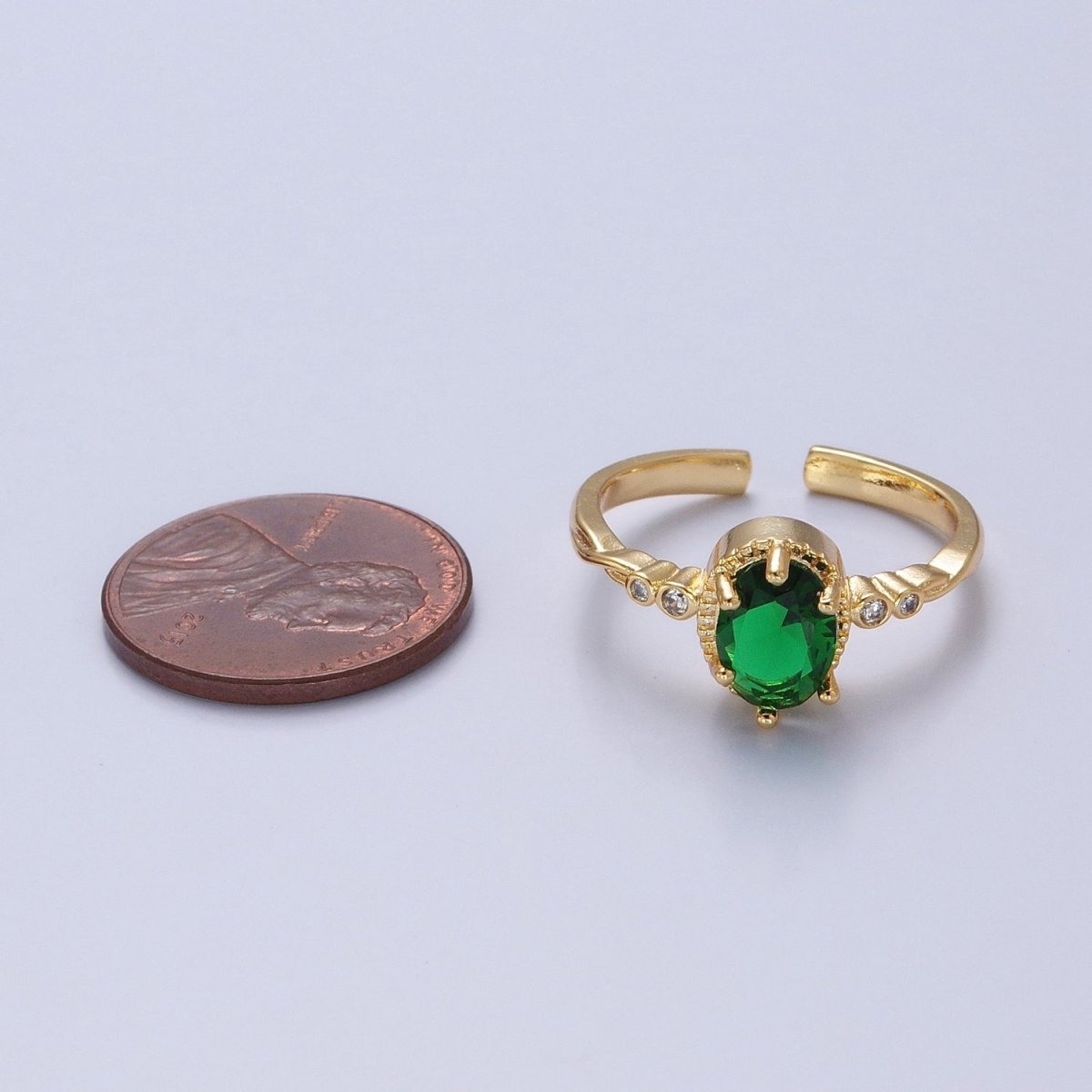 Green Emerald Ring, Emerald Oval Ring, May Birthstone, Dainty Ring O-2227