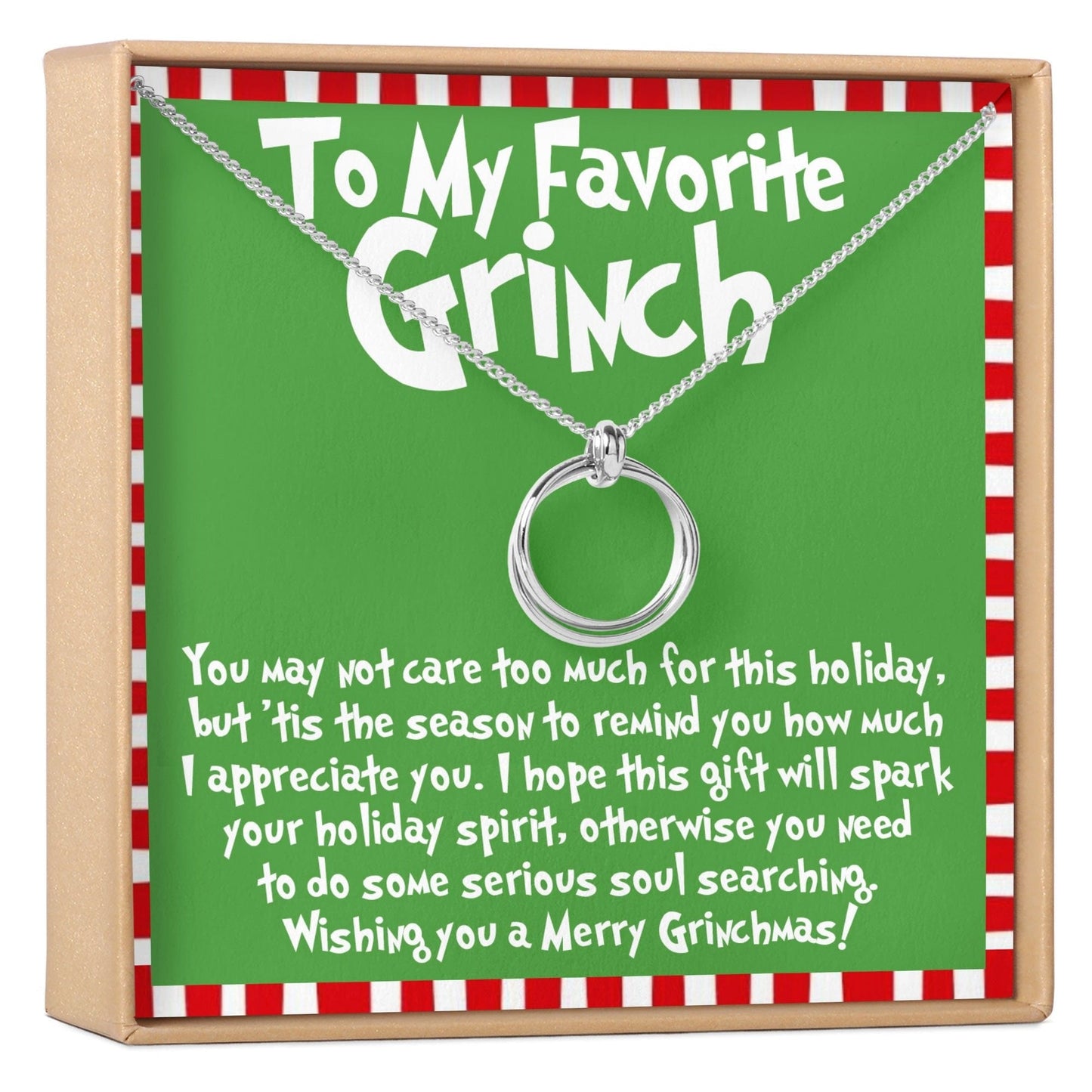 Grinch Christmas Linked Circles Necklace
