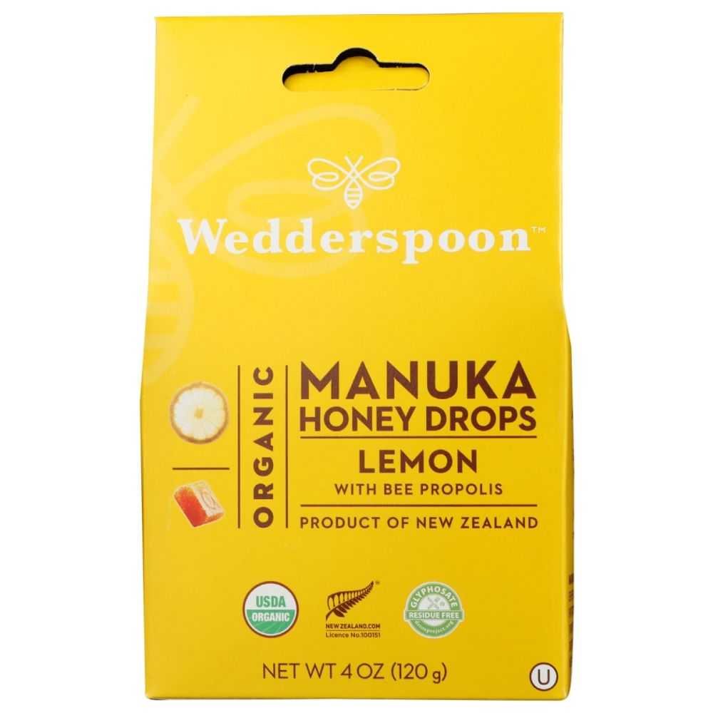 Wedderspoon Organic Manuka Honey - Lemon Honey Drops 4oz |Immune Boost