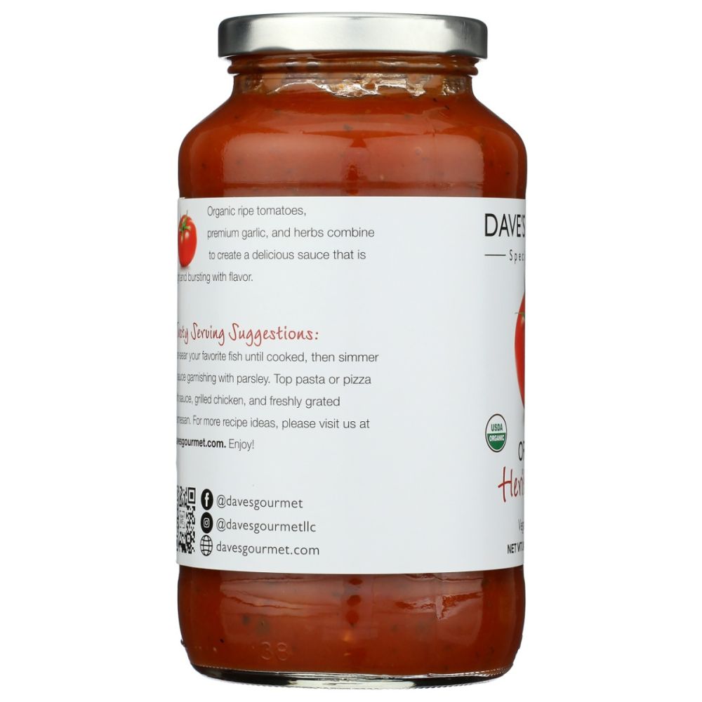 DAVES GOURMET: Organic Heritage Red Pasta Sauce, 24 oz