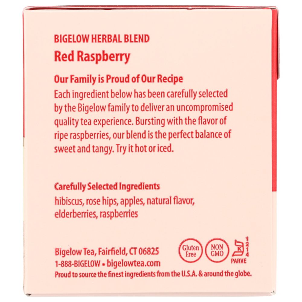 BIGELOW: Red Raspberry Herbal Tea 20Bg, 1.18 oz