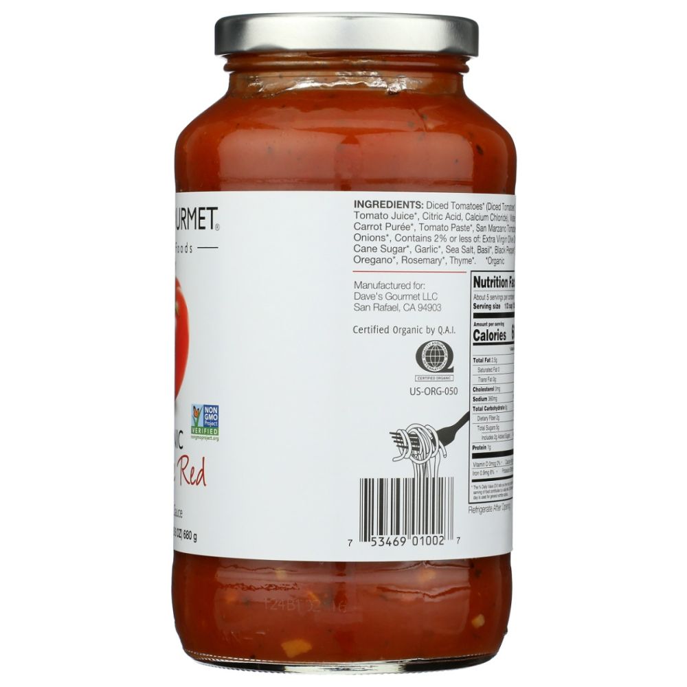 DAVES GOURMET: Organic Heritage Red Pasta Sauce, 24 oz