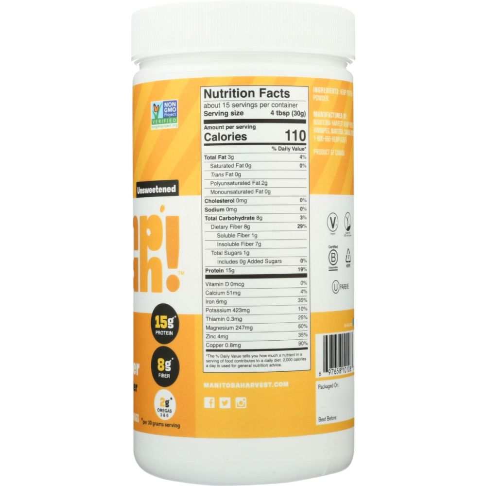 MANITOBA HARVEST Hemp Yeah Balanced Protein Fiber Unsweetened | 16 oz