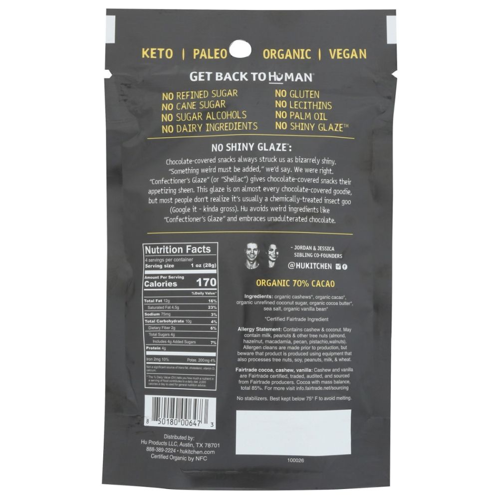 HU: Dark Chocolate Hunks Cashews Vanilla Bean Hunks, 4 oz