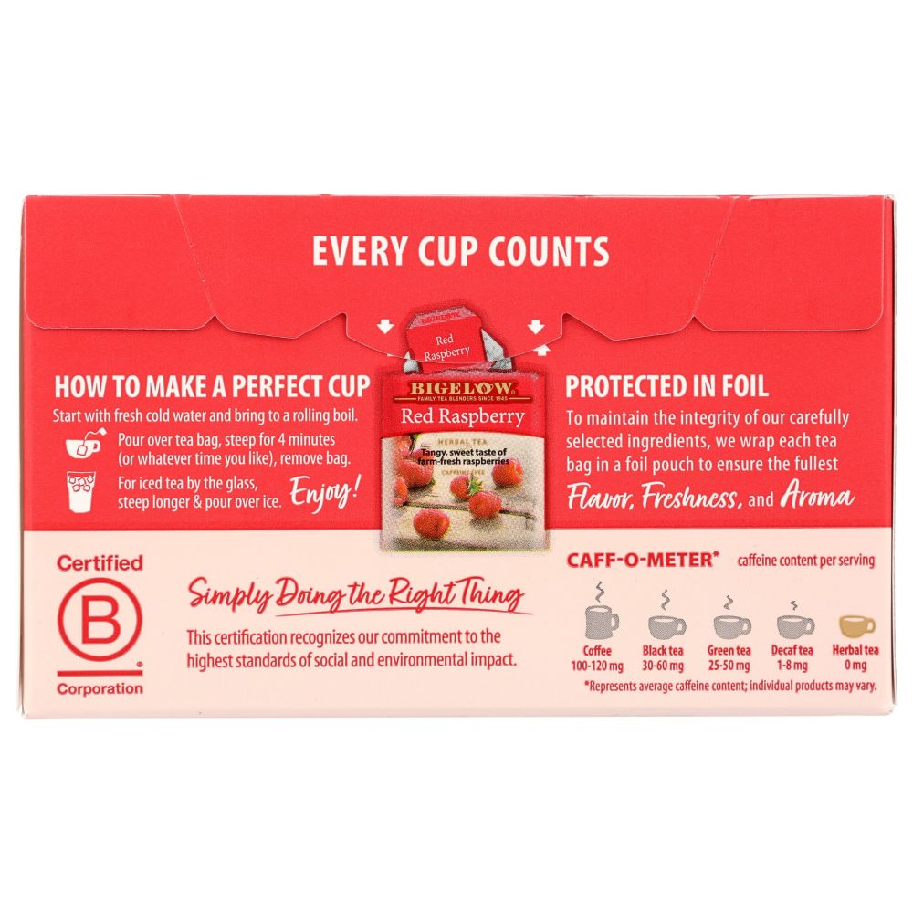 BIGELOW: Red Raspberry Herbal Tea 20Bg, 1.18 oz