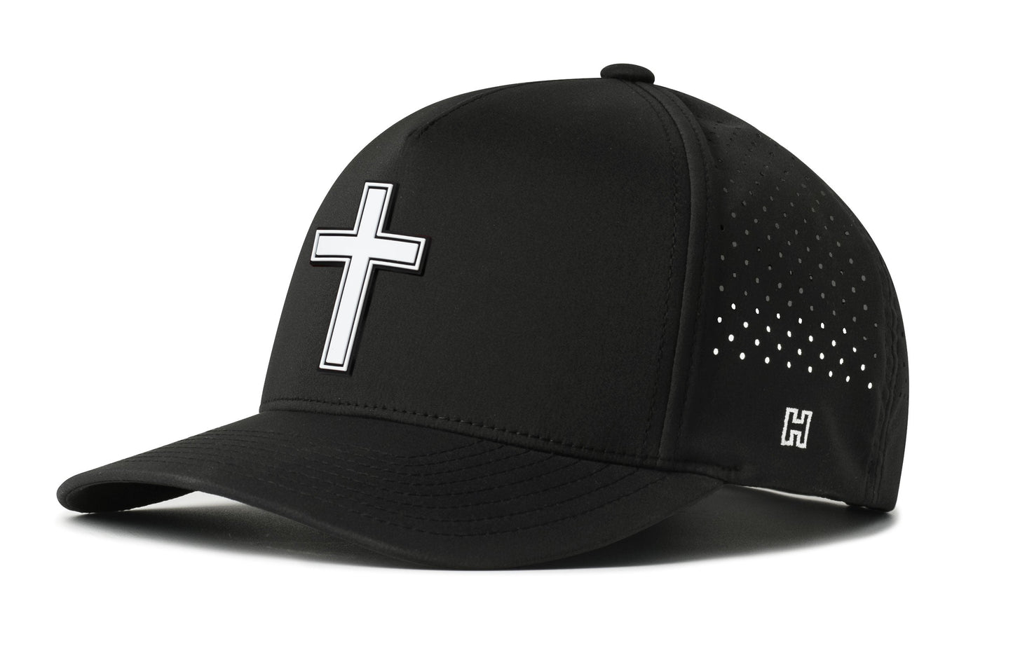 Cross Performance 5-Panel Hat  |  White PVC Christian Flexfit® Snapback