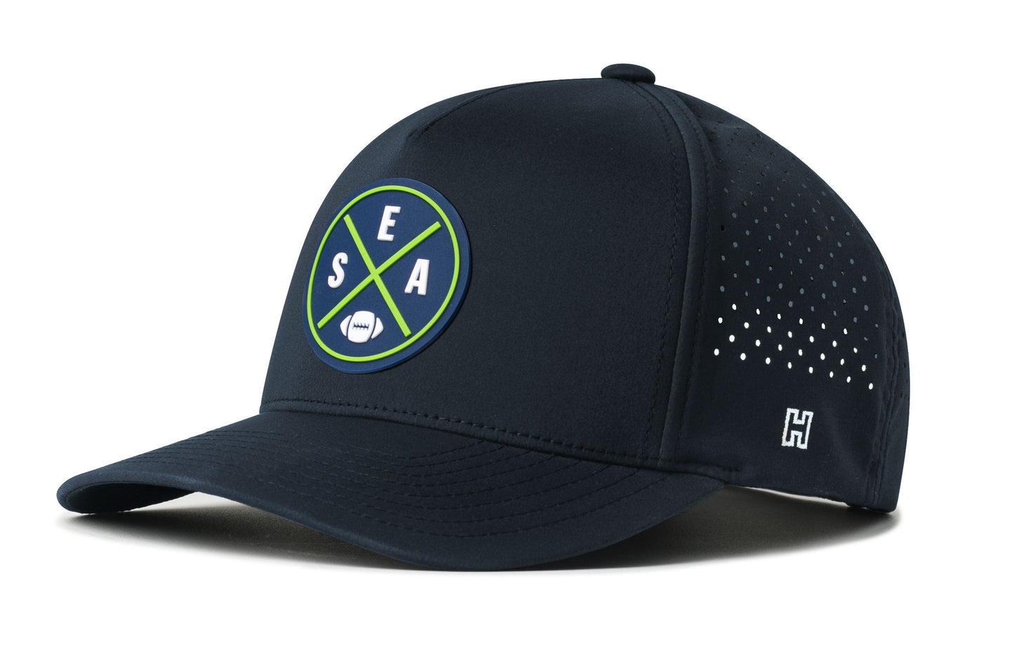 Seattle Football Performance 5-Panel Hat  |  Navy Blue SEA X Flexfit Snapback