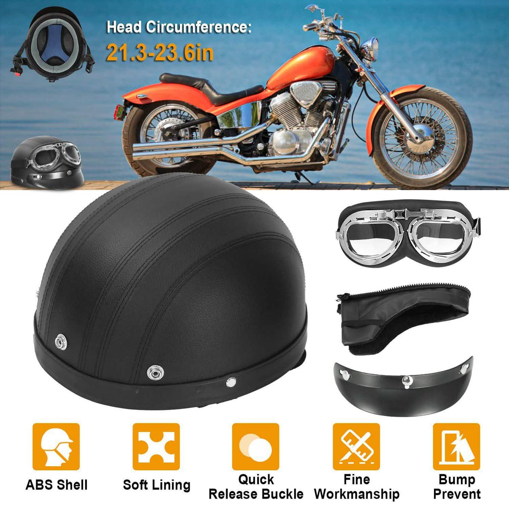 Half Motorcycle Helmet with Pilot Goggles