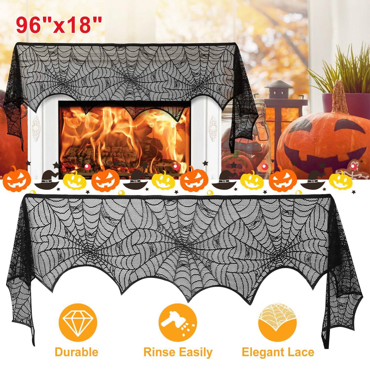 Halloween Decoration Black Lace Spiderweb
