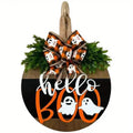 Décoration de porte d'entrée ronde en bois pour Halloween – Couronne