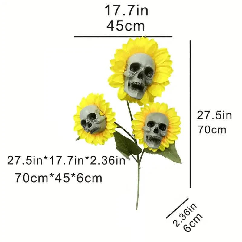 Halloween Sunflower Skull Head Garden Decoration