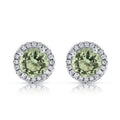 Boucles d'oreilles Halo CZ vert et argent sterling blanc