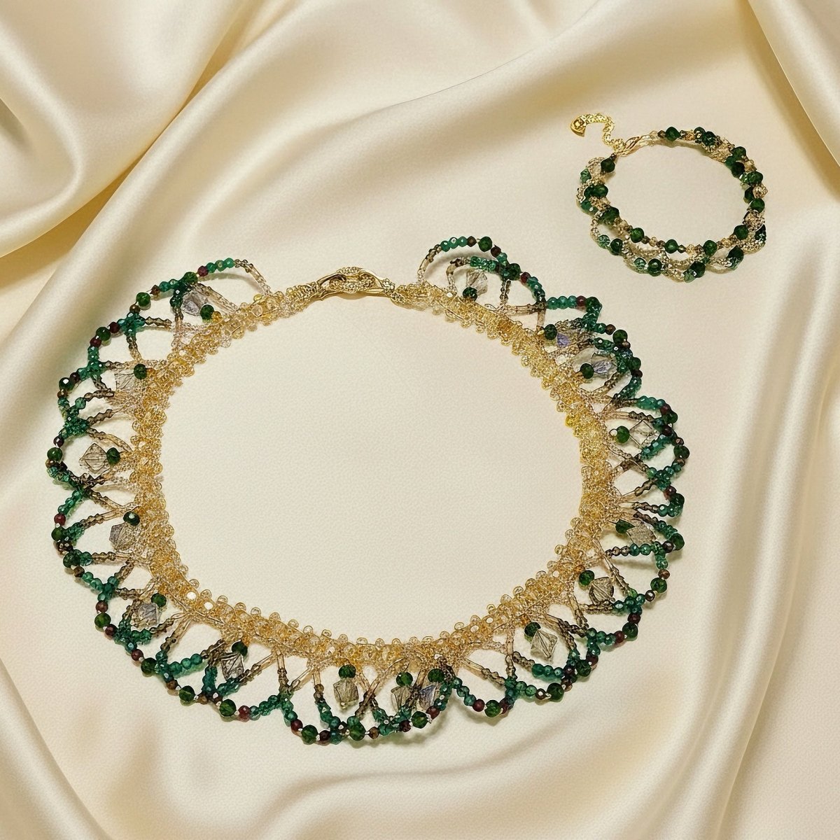 Handmade Woven Beaded Necklace | Glass Beads & Shell Pearls Choker | Intricate Seed Bead Art Necklace (MAC343)