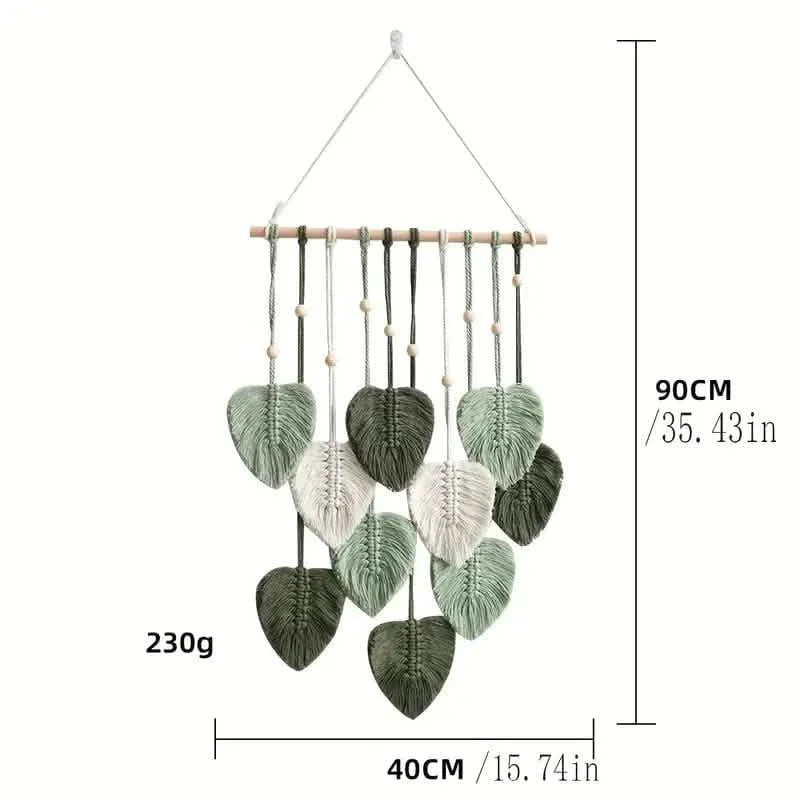 Handwoven Cotton Rope Leaf Tapestry