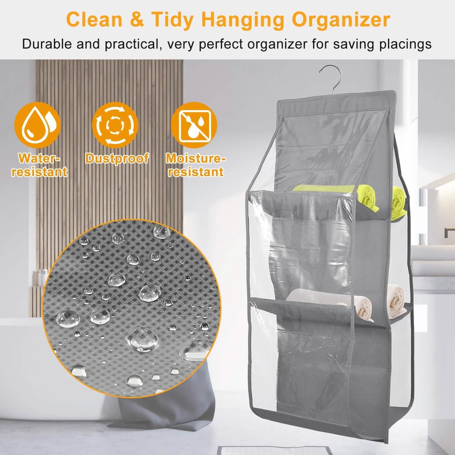 Hanging HandBag Organizer with 6 Pockets Closet Purse Storage