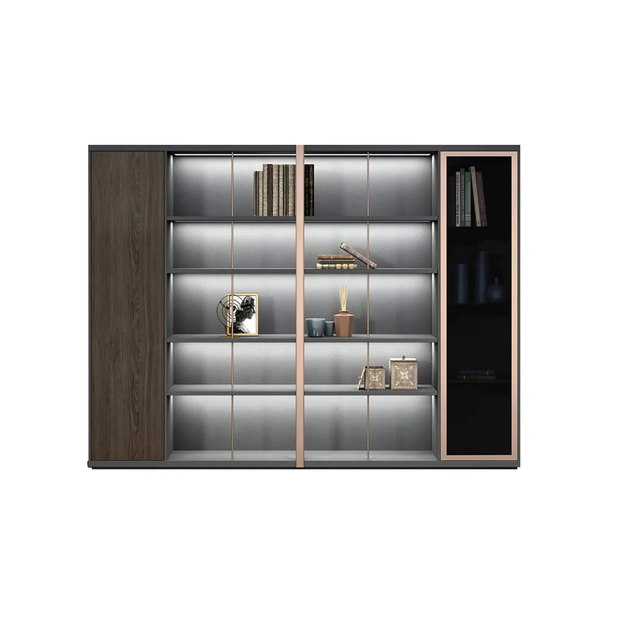 Keats · Office Library Shelves w/ Lighting, Suit Closet & Storage