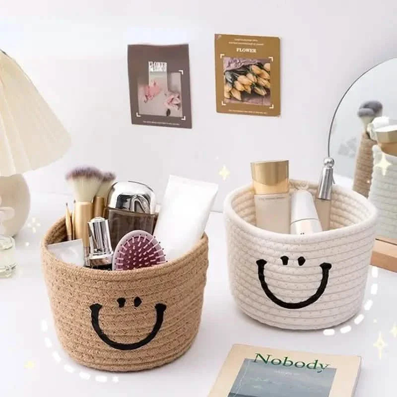 Happy Face Woven Storage Basket