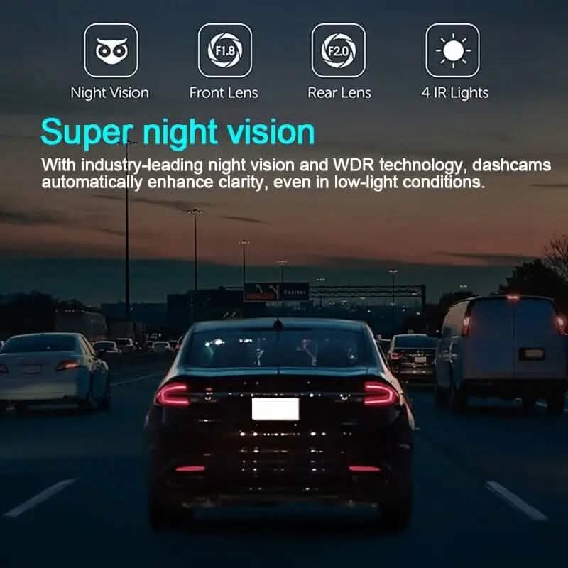 HD 1080P Car Dual Camera with IR Night Vision Loop Recording 2" IPS Screen