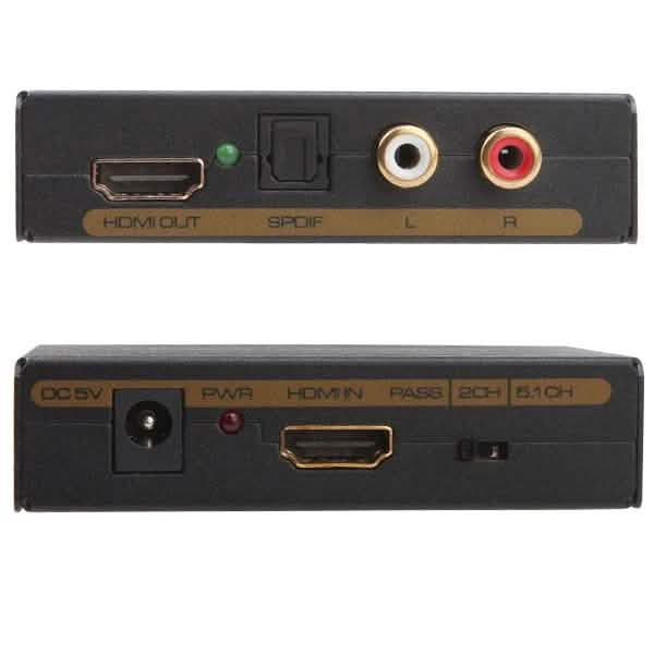 Extracteur audio HDMI vers HDMI + SPDIF + RCA G/D - Convertisseur