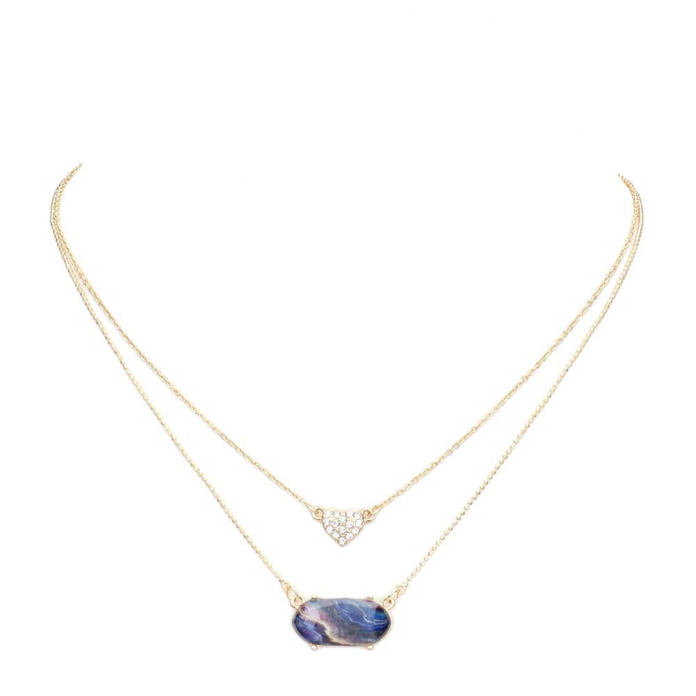Heart Hexagon Bead Pendant Double Layered Necklace