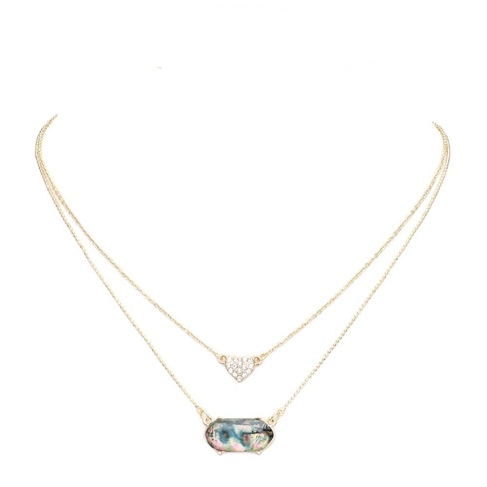 Heart Hexagon Bead Pendant Double Layered Necklace