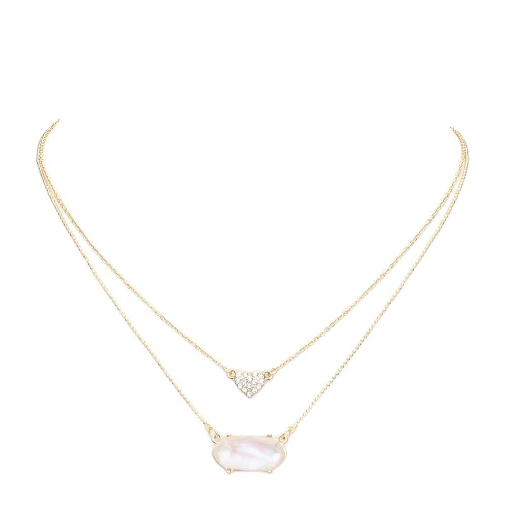 Heart Hexagon Bead Pendant Double Layered Necklace