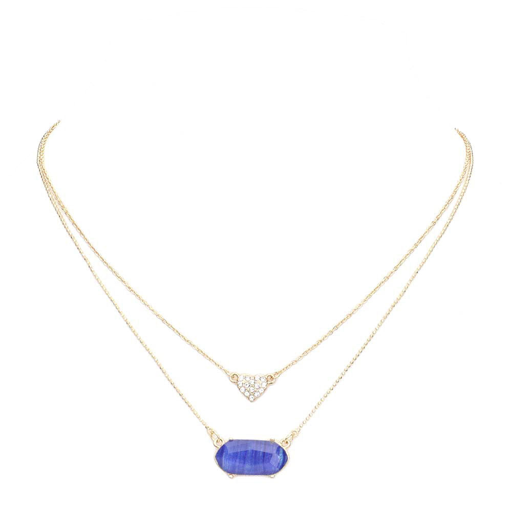 Heart Hexagon Bead Pendant Double Layered Necklace