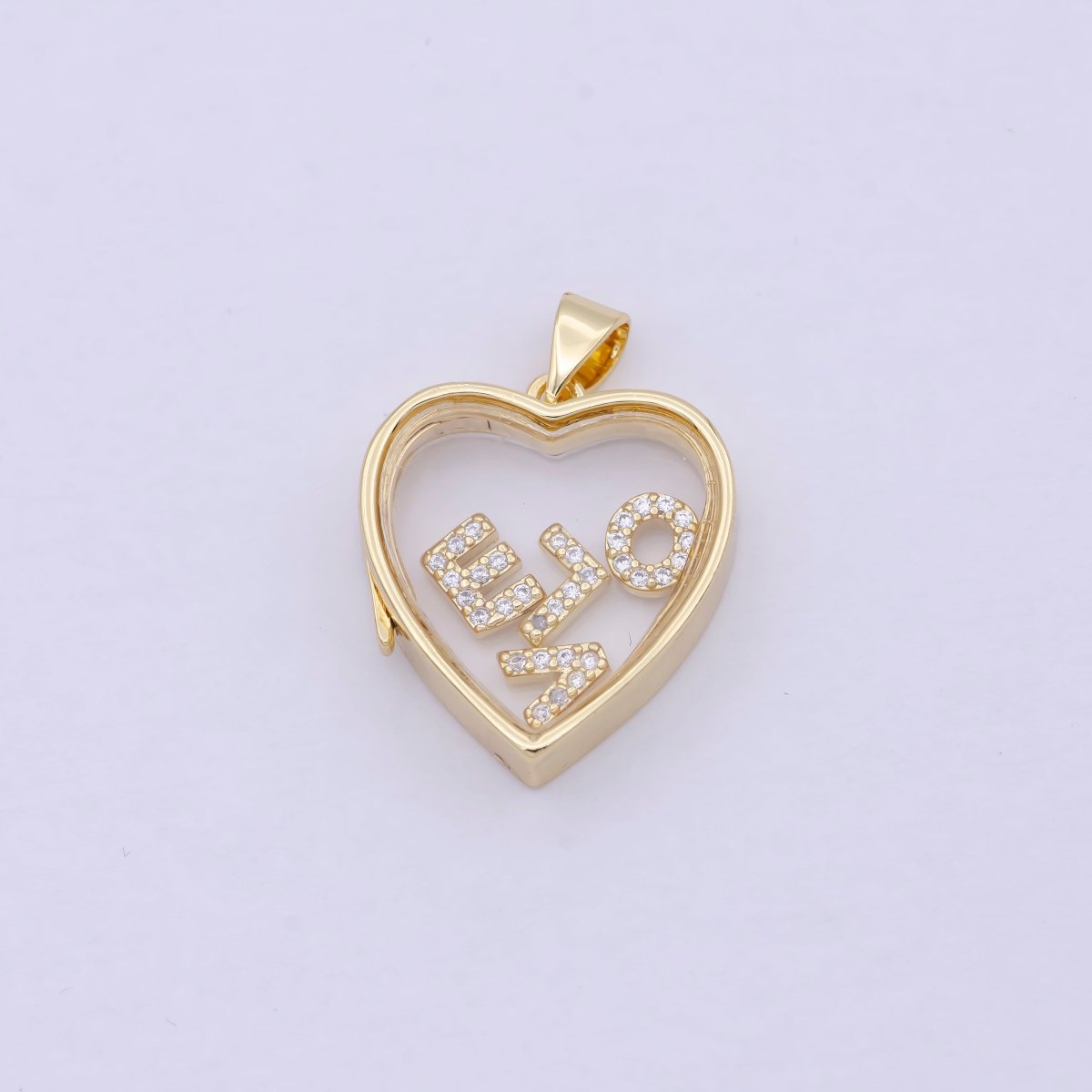 Heart Locket Necklace Clear Glass Crystal Container Locket Gold Gemstone Pendant Necklace Fillable Jewelry for Crystal Jewelry Making Supply N-581