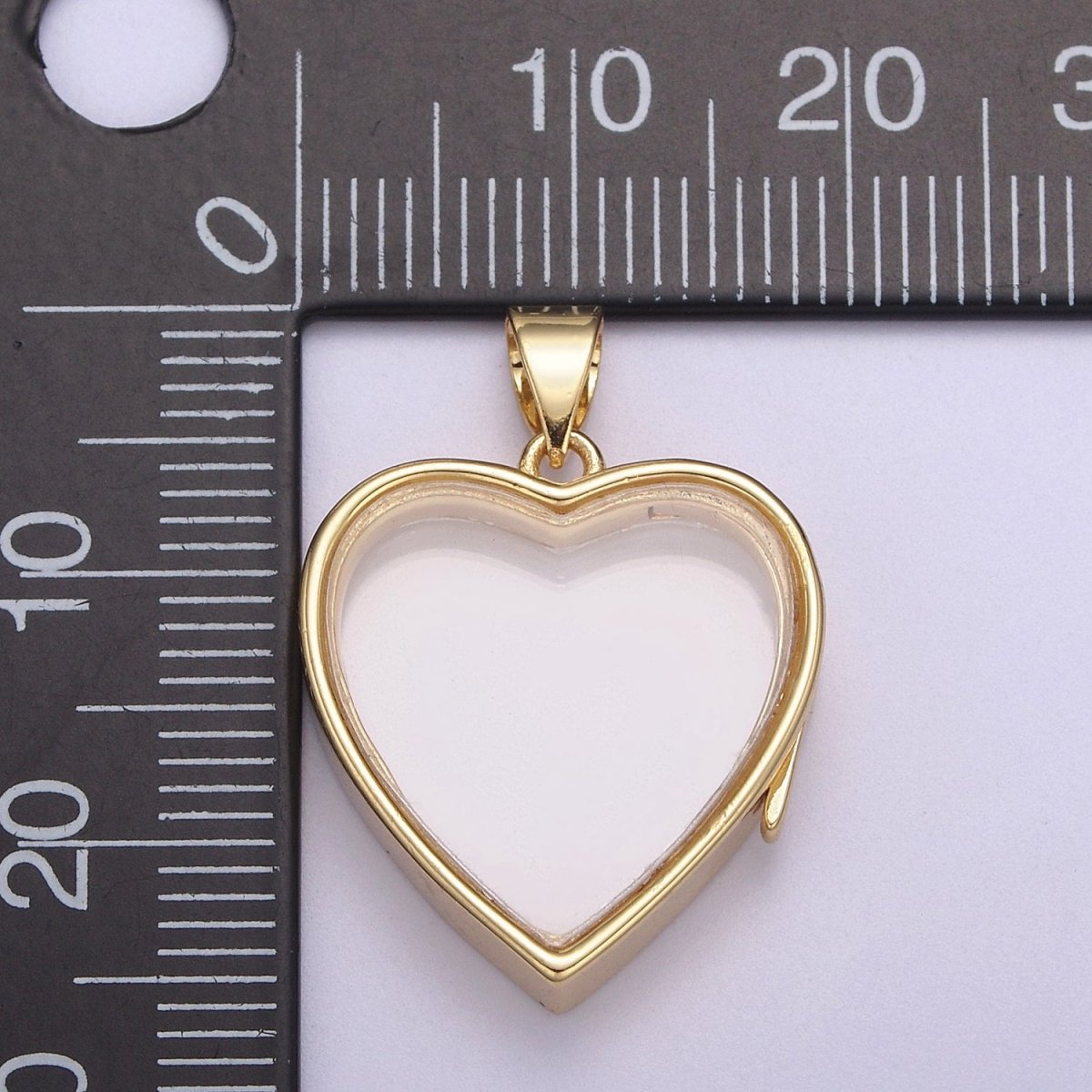 Heart Locket Necklace Clear Glass Crystal Container Locket Gold Gemstone Pendant Necklace Fillable Jewelry for Crystal Jewelry Making Supply N-581