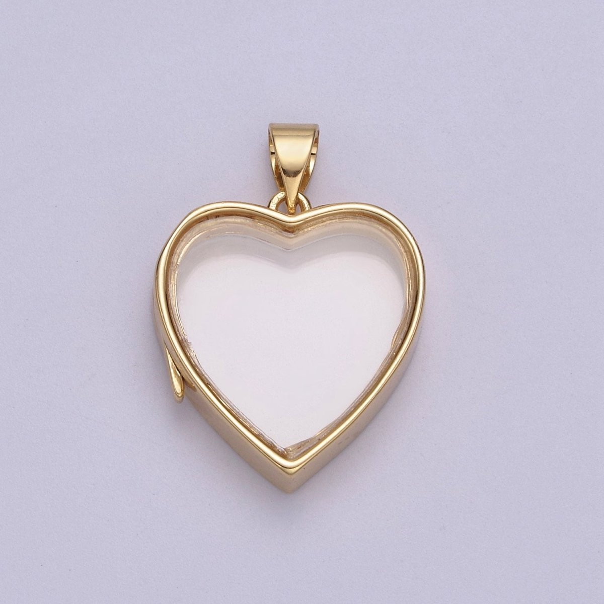 Heart Locket Necklace Clear Glass Crystal Container Locket Gold Gemstone Pendant Necklace Fillable Jewelry for Crystal Jewelry Making Supply N-581