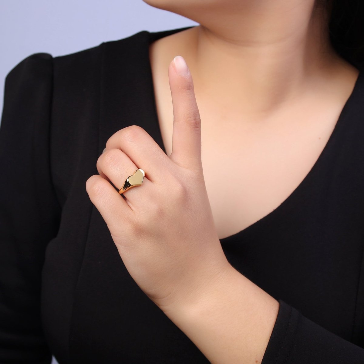 Heart Signet Ring, Heart Ring, Chunky Ring, Statement Ring, Gold Signet Ring, Dainty Ring, Minimalist Ring, Stacking Ring U-491