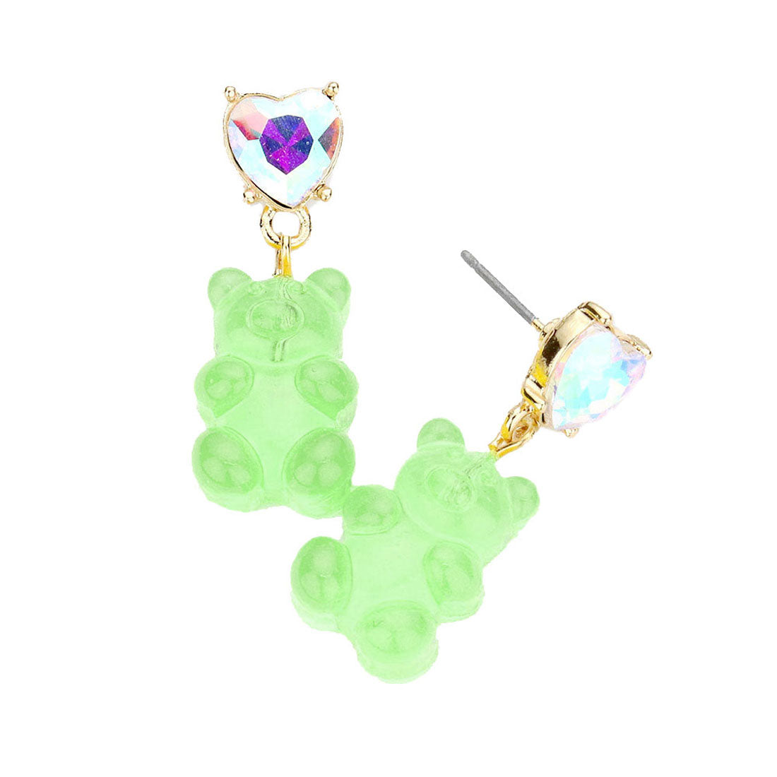 Heart Stone Gummy Bear Dangle Earrings