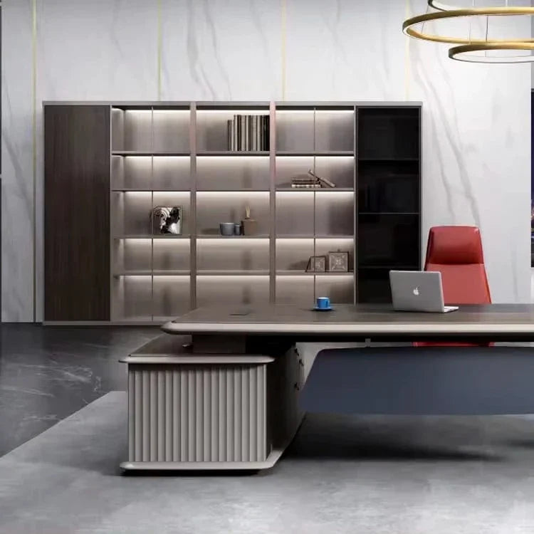 Langford · Office Shelves w/ Lighting & Wardrobe Storage
