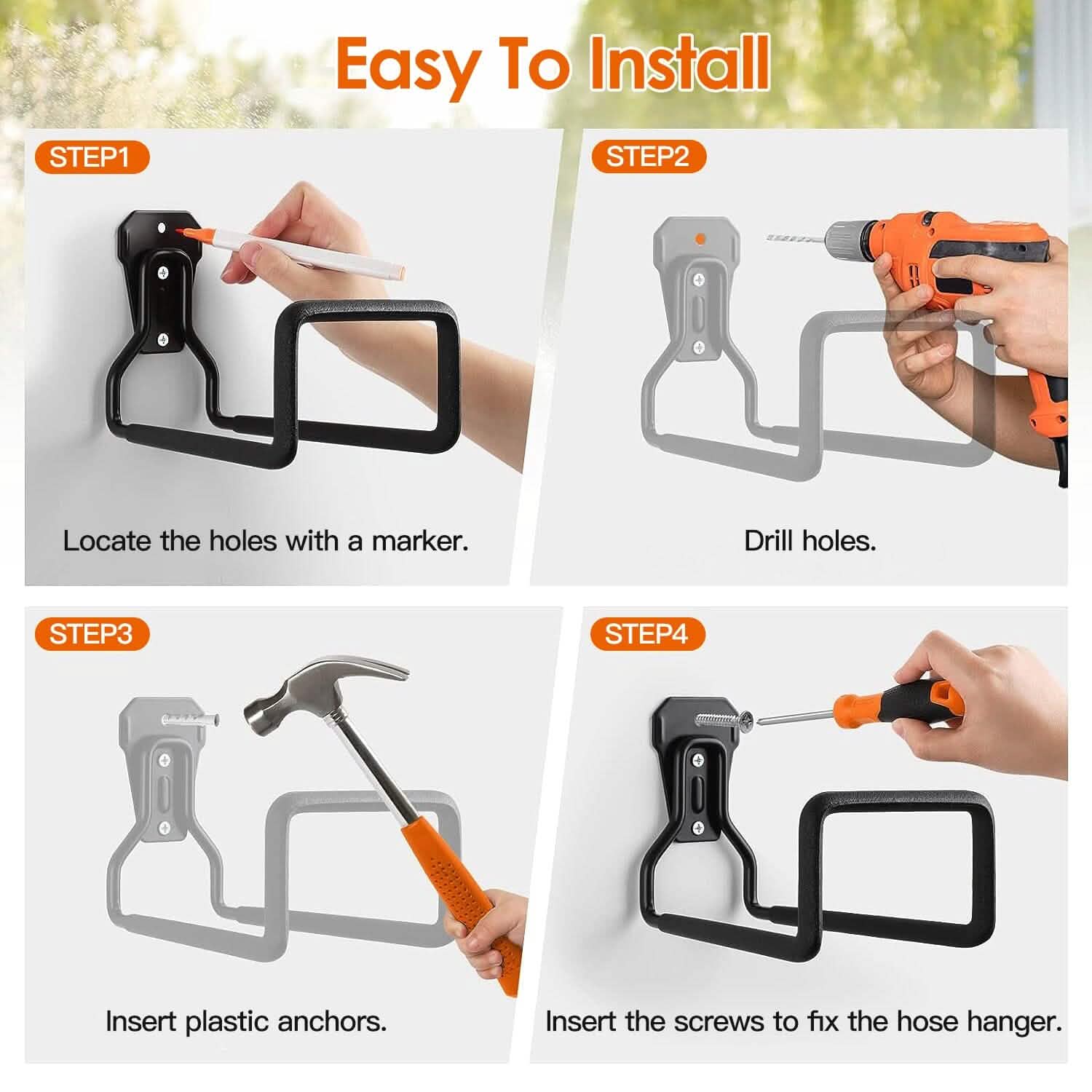 Heavy Duty Iron Hose Holder Wall Mounted