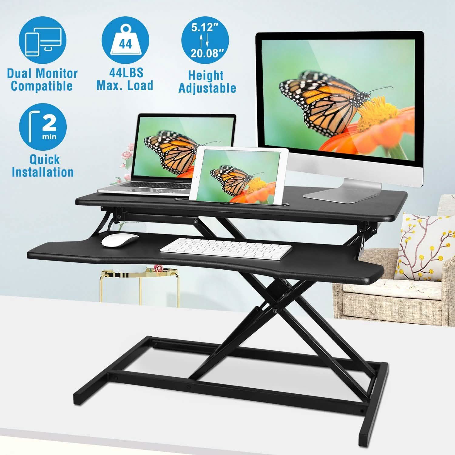 Height Adjustable Standing Desk Converter Workstation