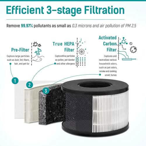 HEPA Air Purifier - Smoke Air Purifiers for Home with Fragrance Sponge