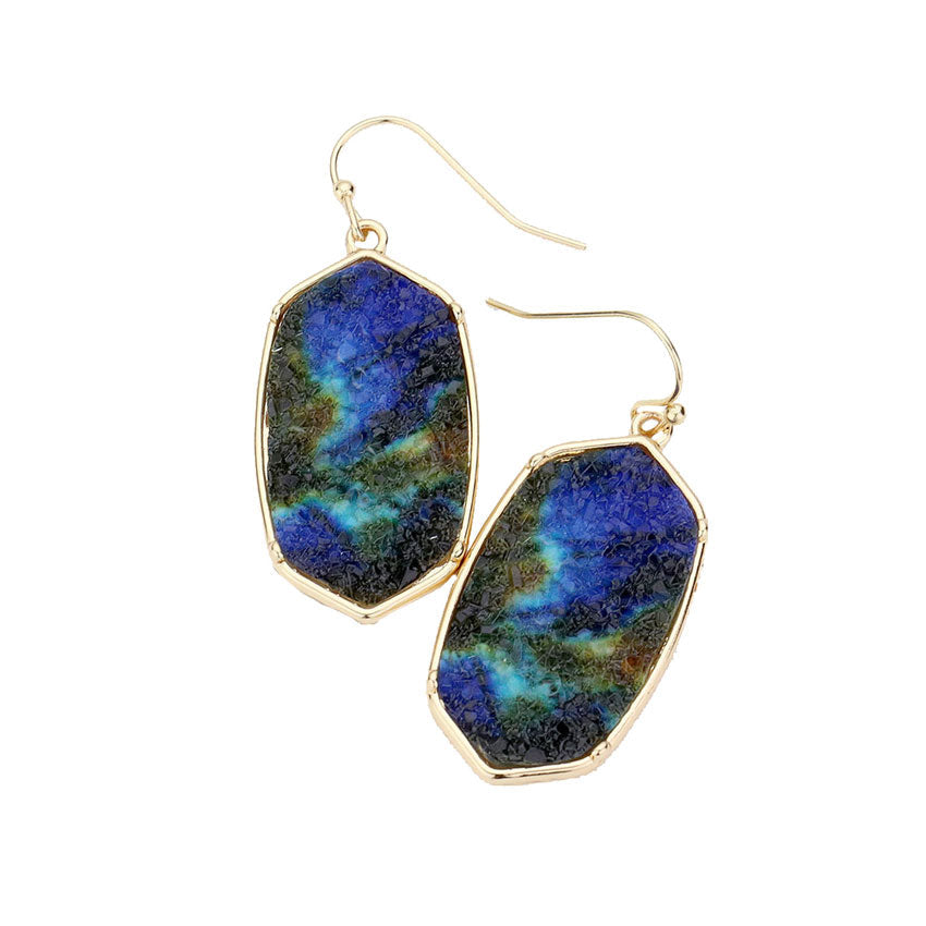Hexagon Druzy Dangle Earrings