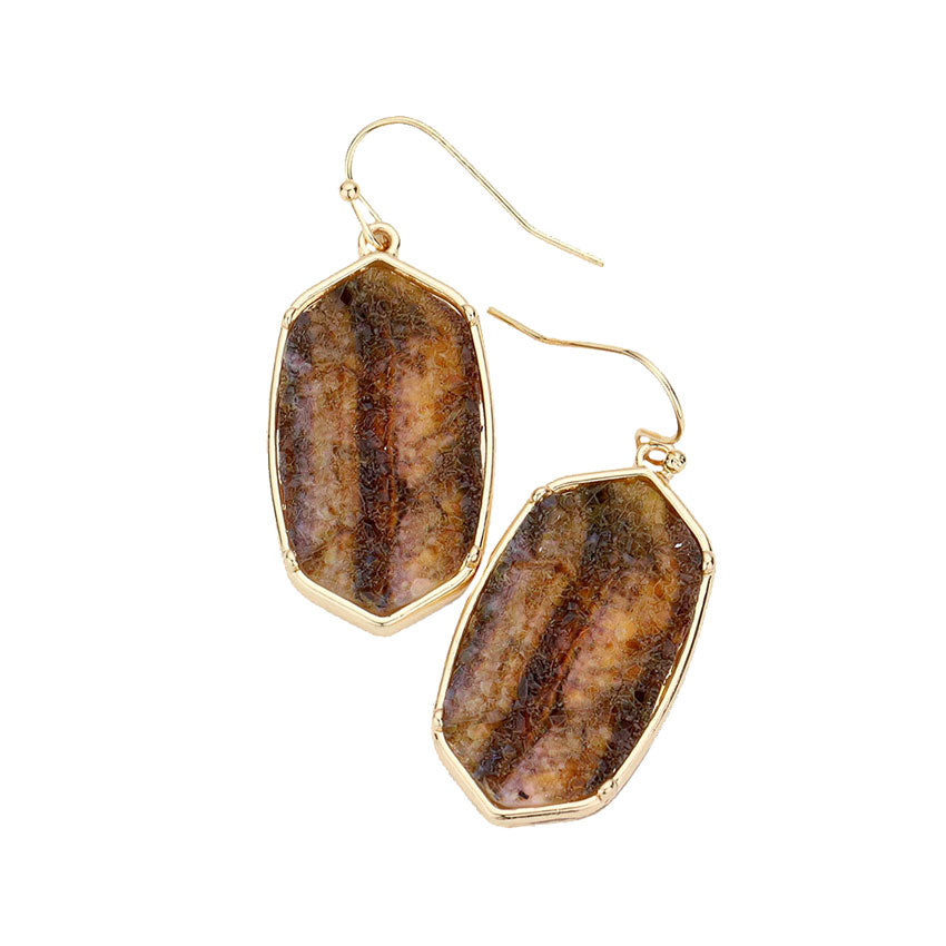 Hexagon Druzy Dangle Earrings