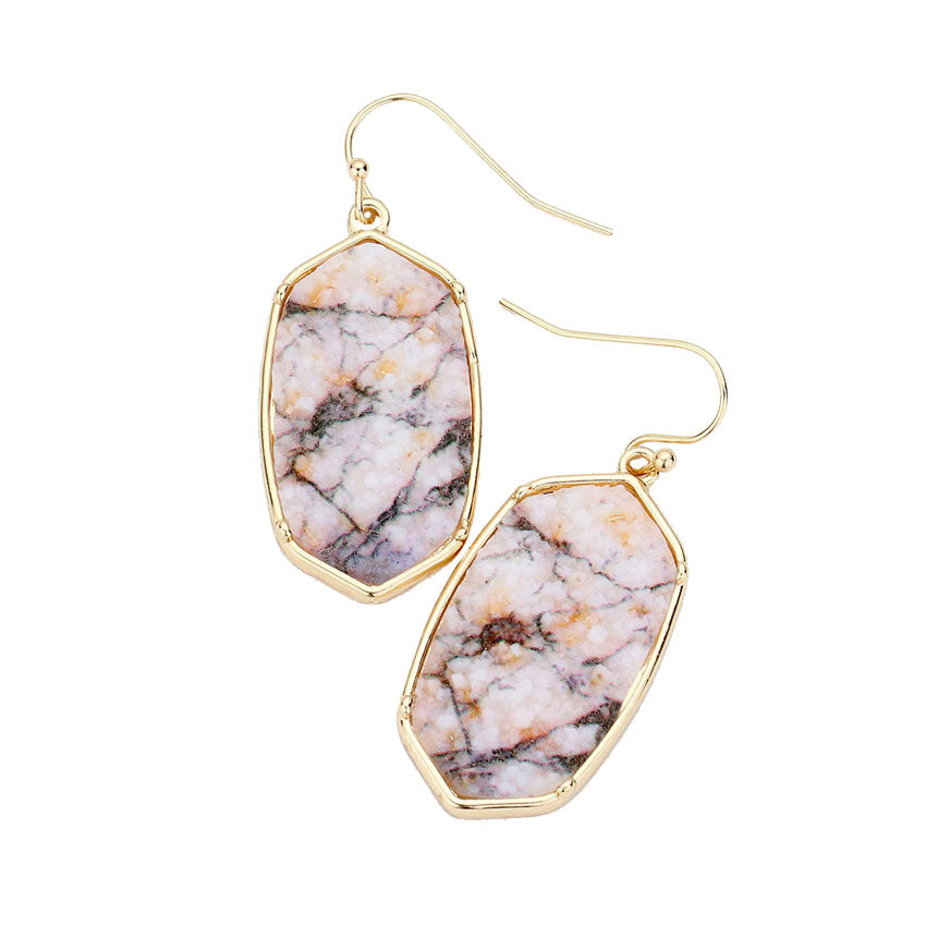 Hexagon Druzy Dangle Earrings