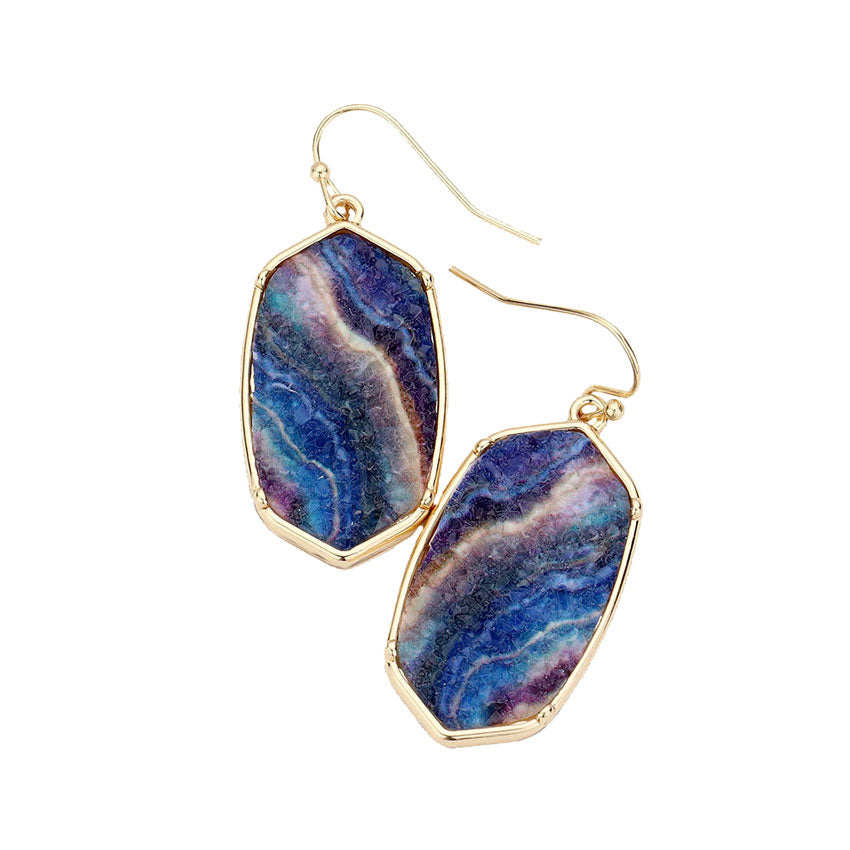 Hexagon Druzy Dangle Earrings