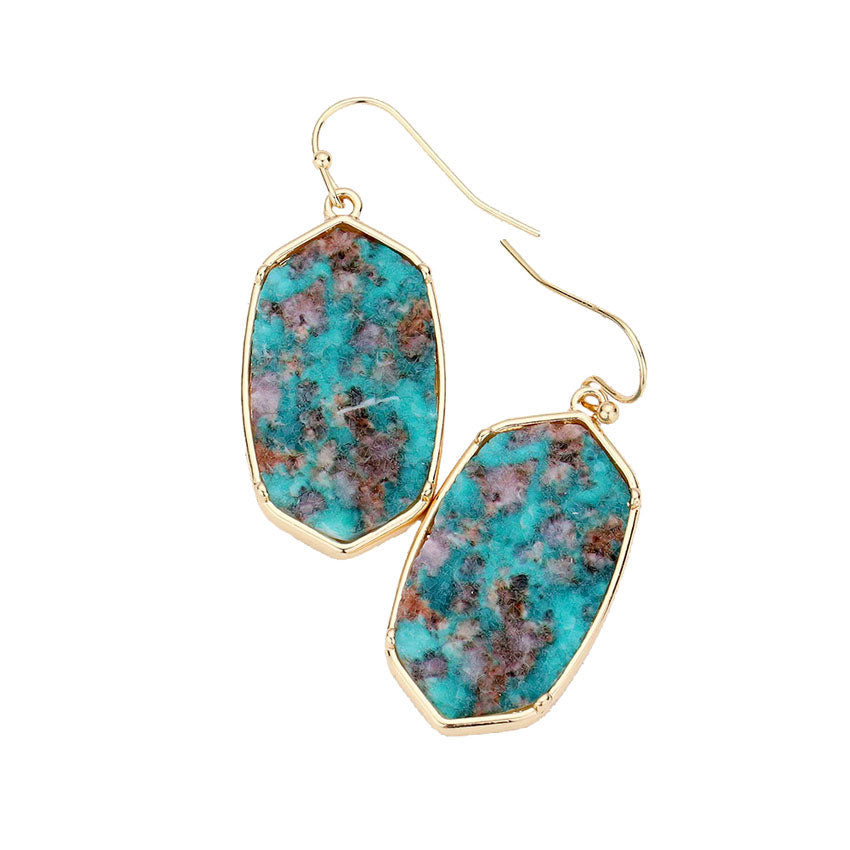 Hexagon Druzy Dangle Earrings
