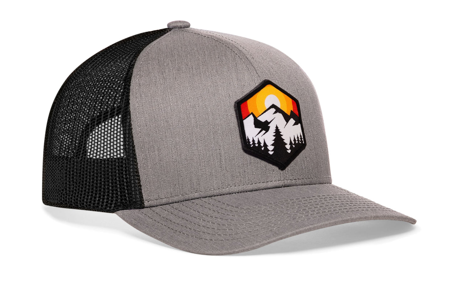Hexagon Mountain Trees Trucker Hat  |  Outdoors Snapback