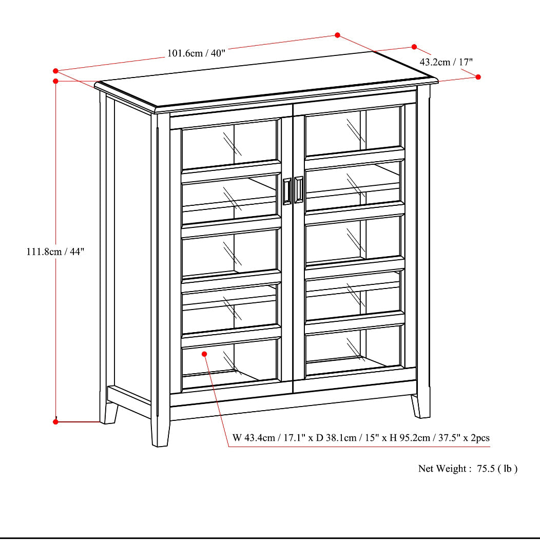Burlington 40 Inch Wide Solid Wood Medium Storage Cabinet in Mahogany