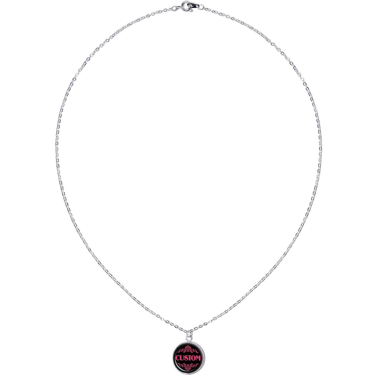 Custom Pink Personalized Name Silver Plated Chain Necklace