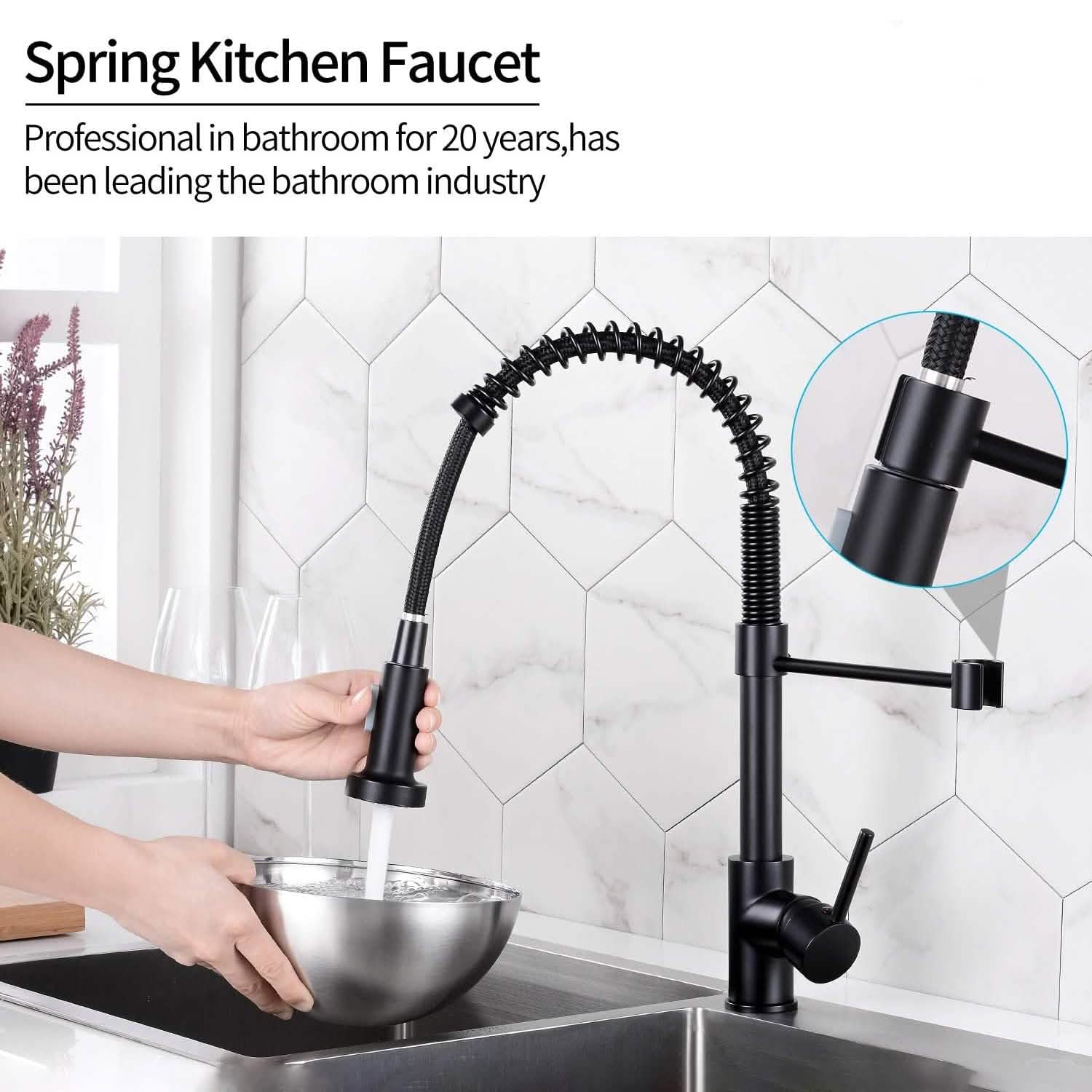 High Arc Spring Kitchen Sink Faucet