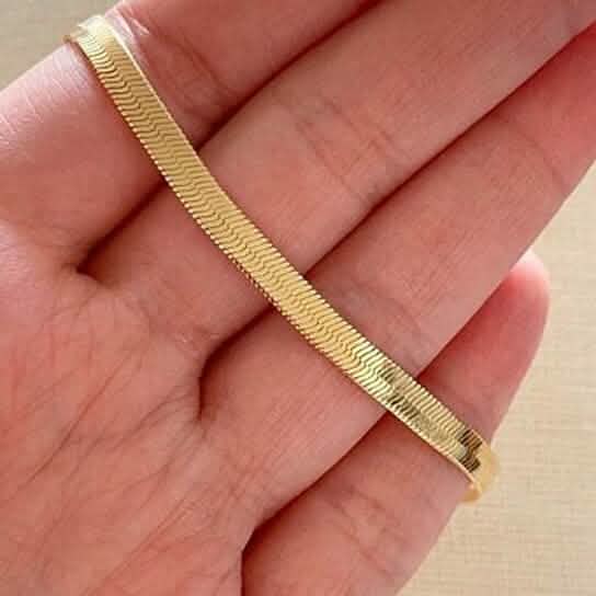 Bracelet à chevrons rempli d'or 18 carats poli miroir, or, collier à chevrons