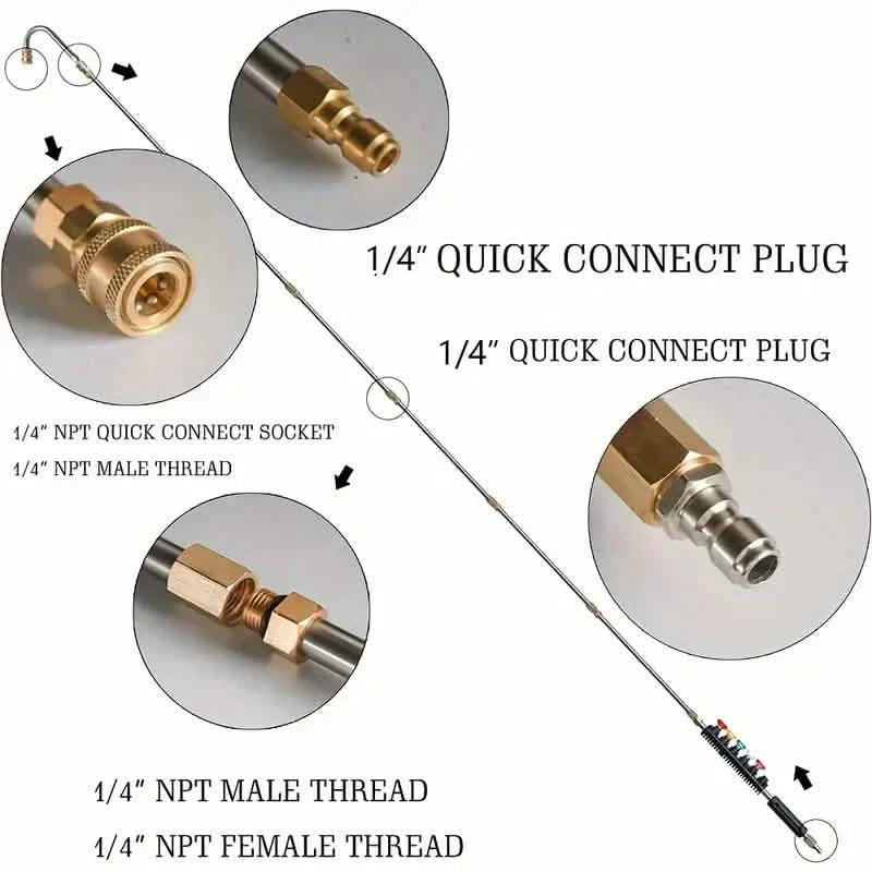 High Pressure Washer Extension Wand, 1/4" Quick Connect Power Washer Lance With 6 Nozzle Tips